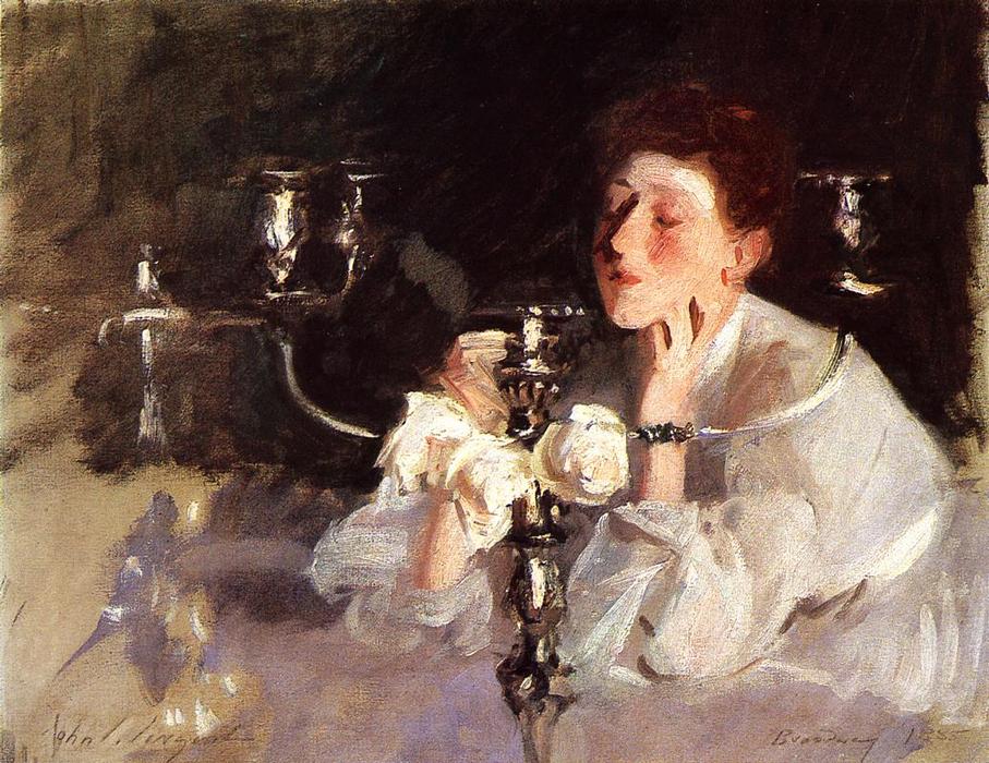 WikiOO.org - Encyclopedia of Fine Arts - Schilderen, Artwork John Singer Sargent - The Candelabrum (also known as Lady with Cancelabra or The Cigarette)
