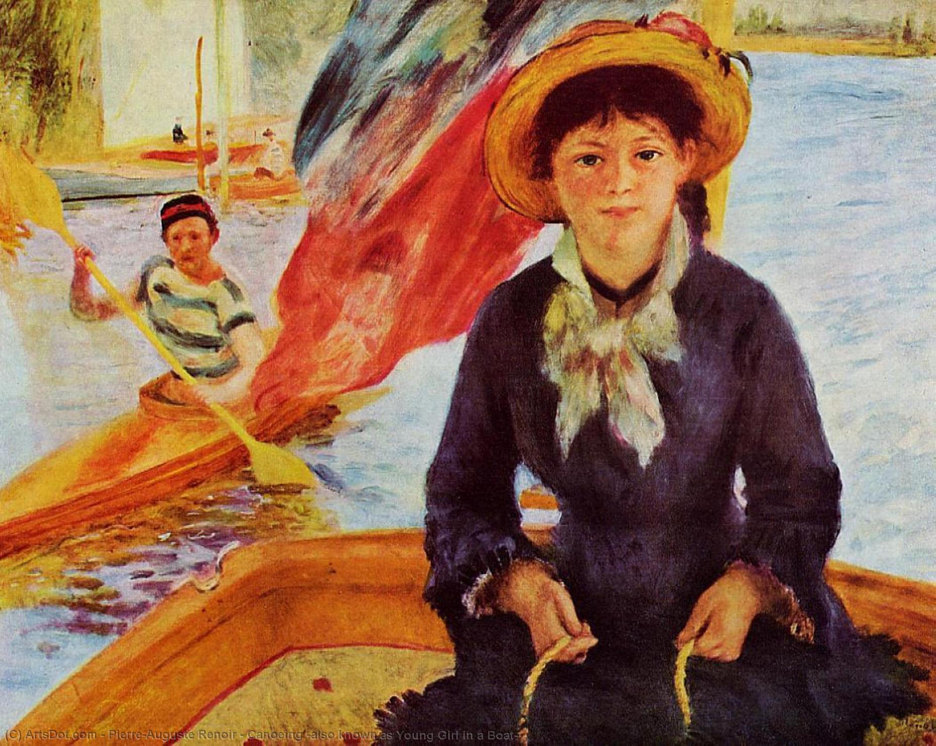 Wikoo.org - موسوعة الفنون الجميلة - اللوحة، العمل الفني Pierre-Auguste Renoir - Canoeing (also known as Young Girl in a Boat)