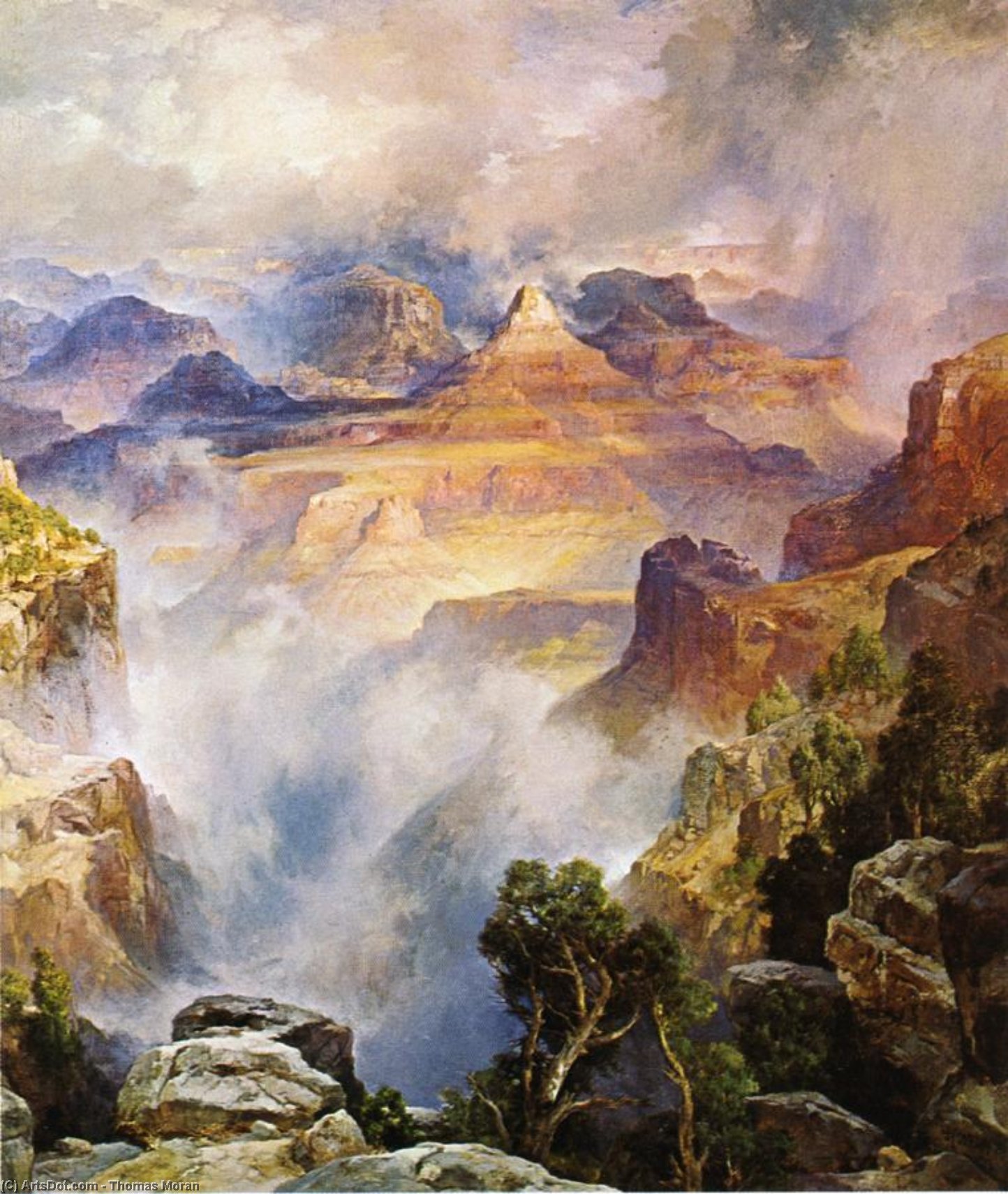 WikiOO.org - Encyclopedia of Fine Arts - Maľba, Artwork Thomas Moran - Canyon Mists: Zoroaster Peak [Grand Canyon, Arizona]