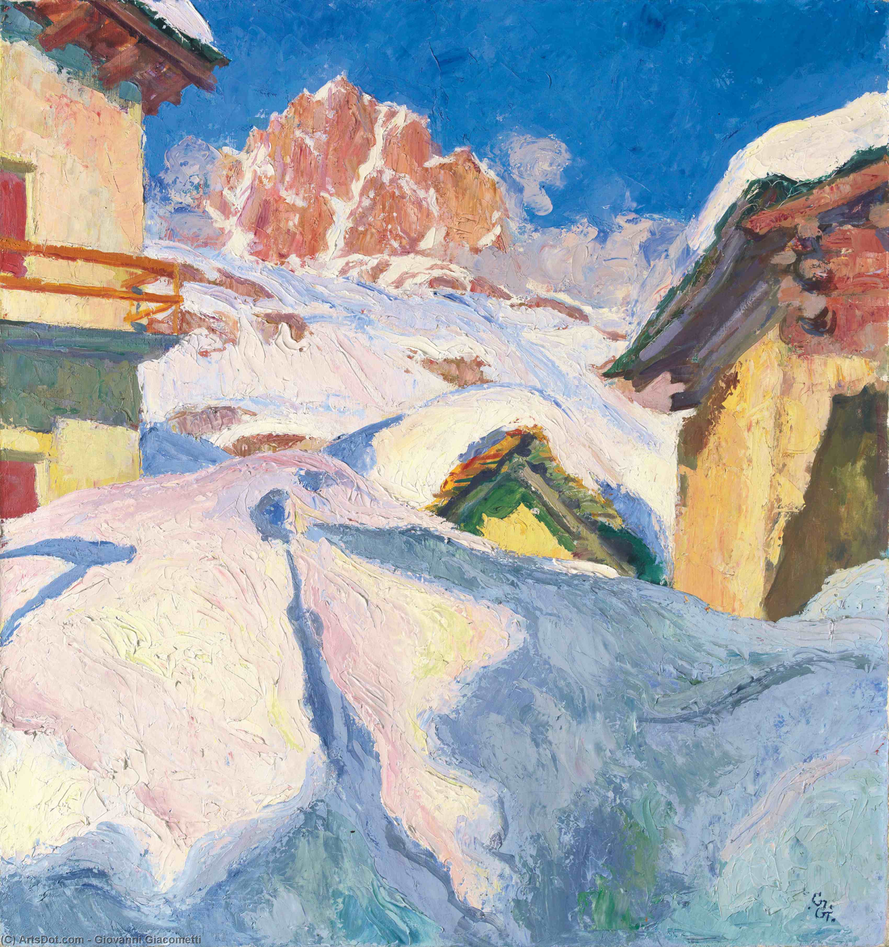 WikiOO.org - 백과 사전 - 회화, 삽화 Giovanni Giacometti - Capolago in Winter