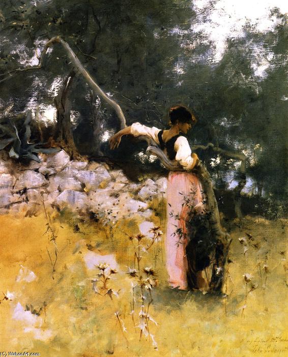 WikiOO.org - Encyclopedia of Fine Arts - Maleri, Artwork John Singer Sargent - Capri Girl (Dans les Oliviers, à Capri)