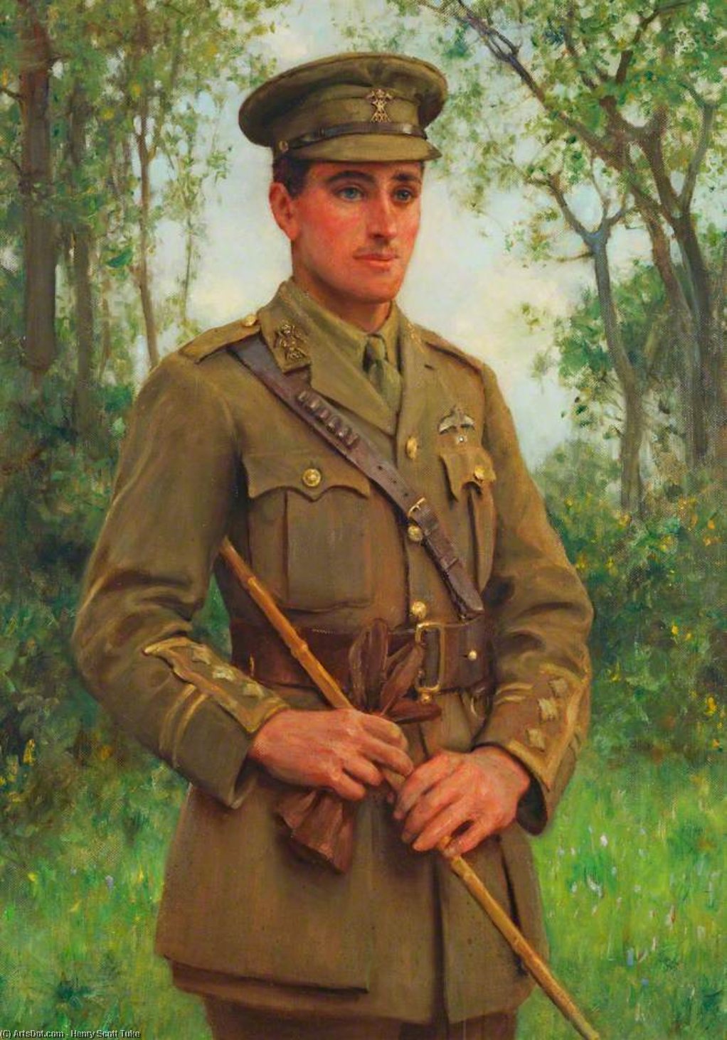 Wikioo.org - The Encyclopedia of Fine Arts - Painting, Artwork by Henry Scott Tuke - Captain Richard Maybery, Royal Flying Corps