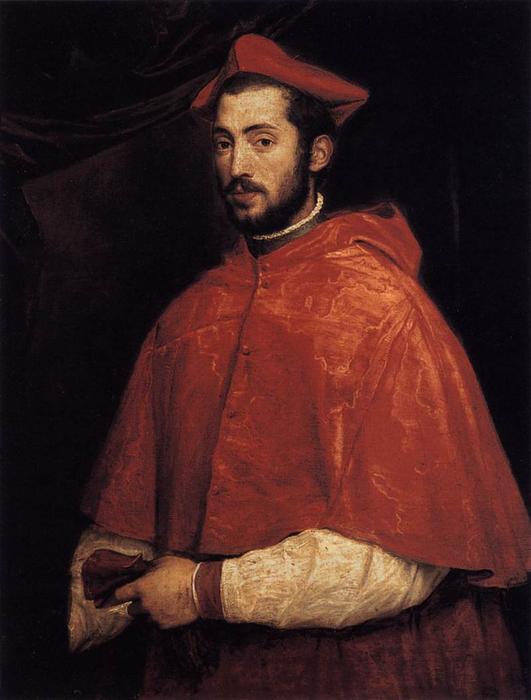 Wikoo.org - موسوعة الفنون الجميلة - اللوحة، العمل الفني Tiziano Vecellio (Titian) - Cardinal Alessandro Farnese
