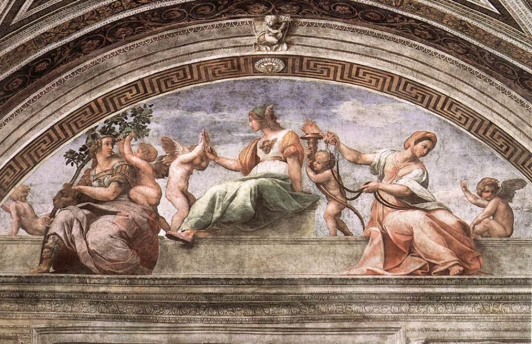 Wikioo.org – L'Enciclopedia delle Belle Arti - Pittura, Opere di Raphael (Raffaello Sanzio Da Urbino) - la virtù cardinali ( stanza della segnatura )