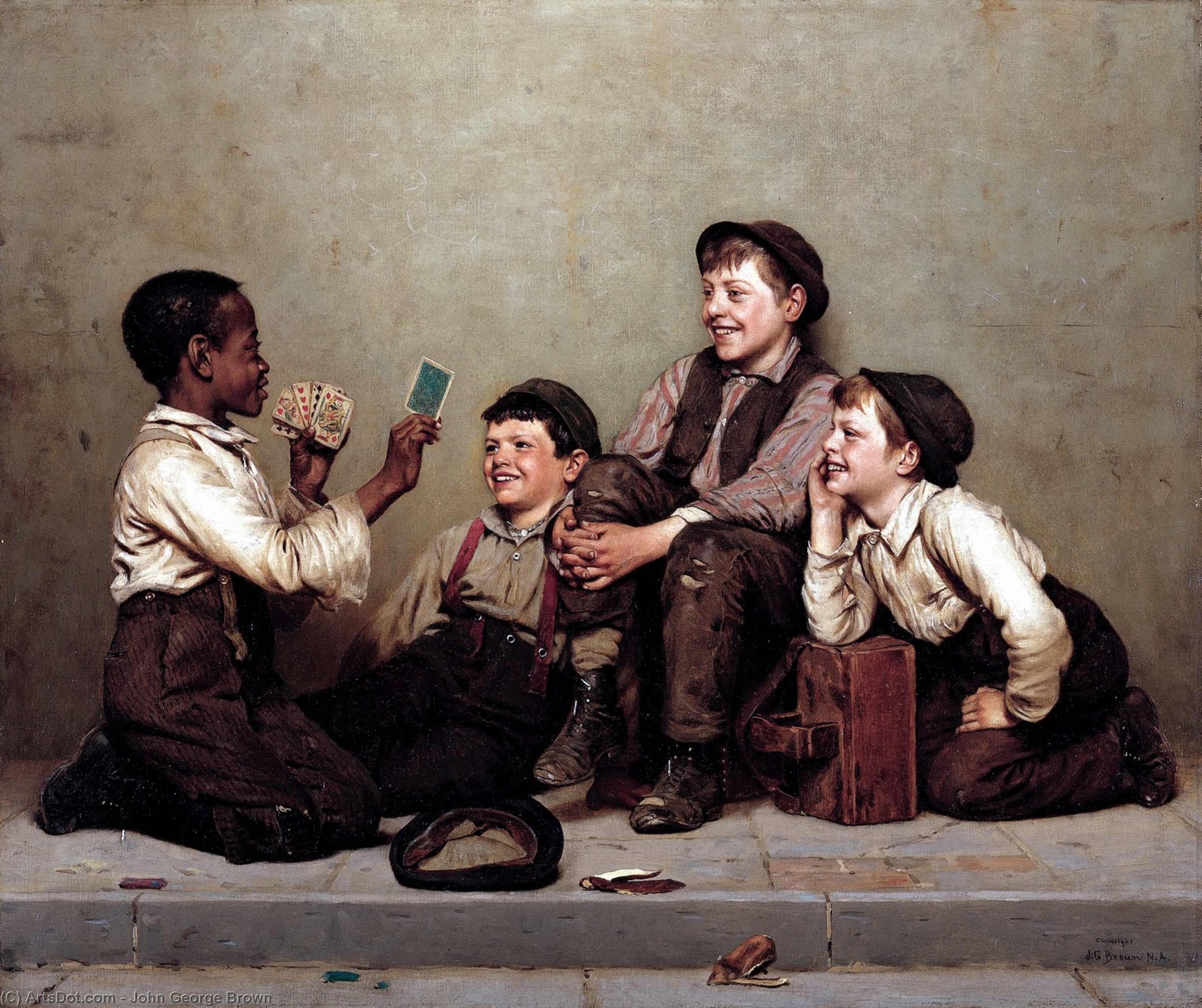 Wikioo.org - The Encyclopedia of Fine Arts - Painting, Artwork by John George Brown - A Card Trick