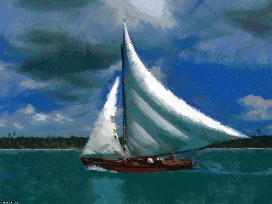 Wikioo.org - สารานุกรมวิจิตรศิลป์ - จิตรกรรม Emile Albert Gruppé - Caribbean Fishing Sailboat