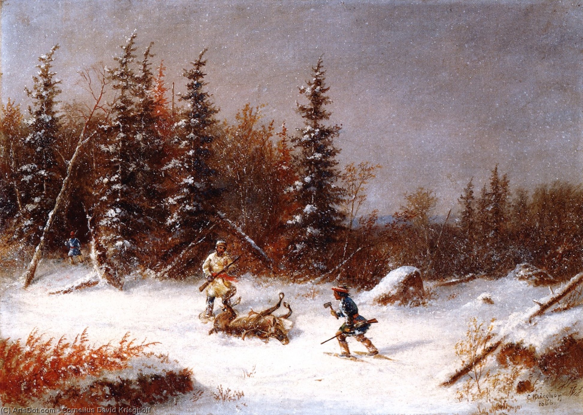 Wikioo.org - The Encyclopedia of Fine Arts - Painting, Artwork by Cornelius David Krieghoff - The Caribou Hunter