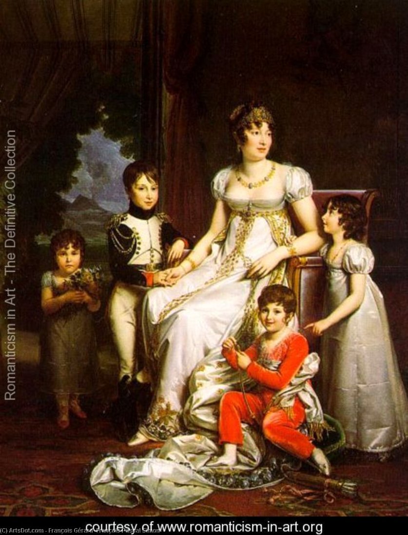 Wikioo.org - The Encyclopedia of Fine Arts - Painting, Artwork by François Gérard (François Pascal Simon) - Caroline Murat and her Children