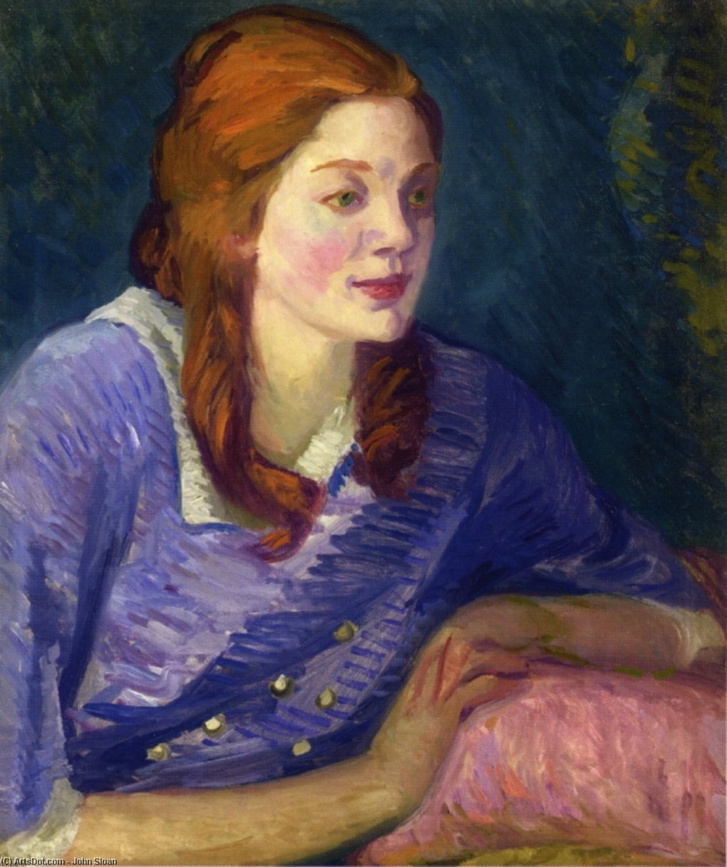 Wikioo.org - The Encyclopedia of Fine Arts - Painting, Artwork by John Sloan - Carol with Red Curls