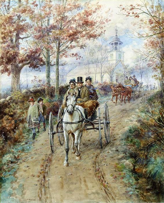 Wikioo.org - The Encyclopedia of Fine Arts - Painting, Artwork by Edward Lamson Henry - Carriage Ride