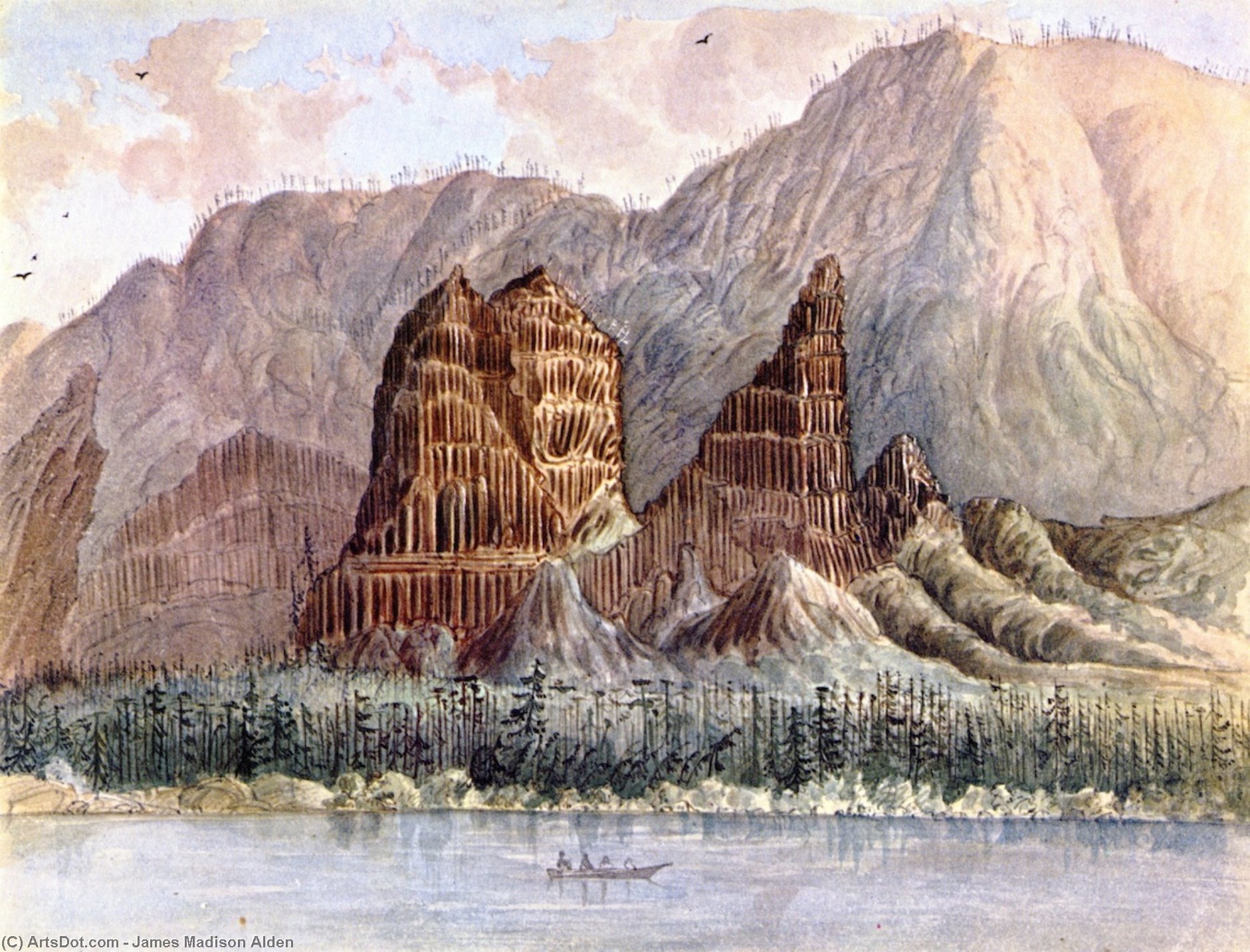 WikiOO.org - אנציקלופדיה לאמנויות יפות - ציור, יצירות אמנות James Madison Alden - Cascades, Columbia River below the Rapids