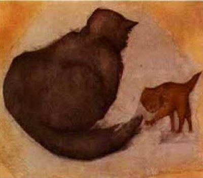 WikiOO.org - Encyclopedia of Fine Arts - Festés, Grafika Edward Coley Burne-Jones - Cat and Kitten