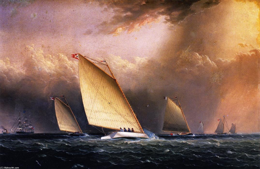 WikiOO.org - Encyclopedia of Fine Arts - Maleri, Artwork James Edward Buttersworth - Catboats Racing