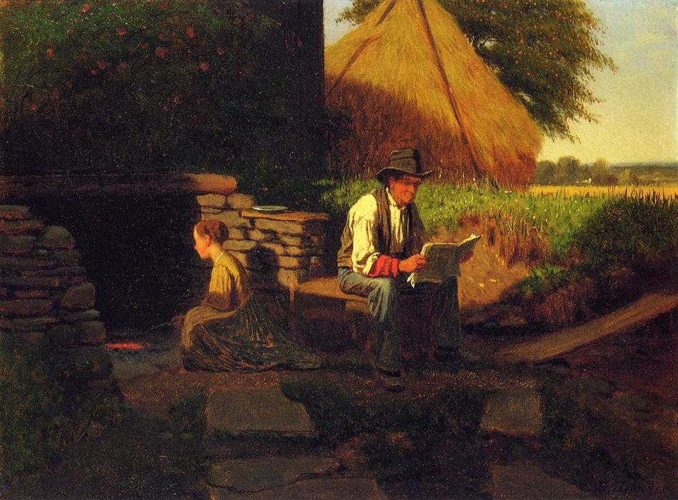Wikioo.org - The Encyclopedia of Fine Arts - Painting, Artwork by Jonathan Eastman Johnson - Catching Up on the News
