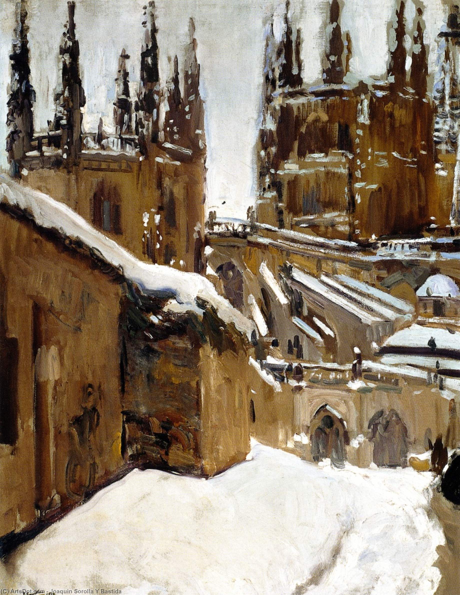 Wikioo.org – La Enciclopedia de las Bellas Artes - Pintura, Obras de arte de Joaquin Sorolla Y Bastida - la catedral de burgos bajo el nieve