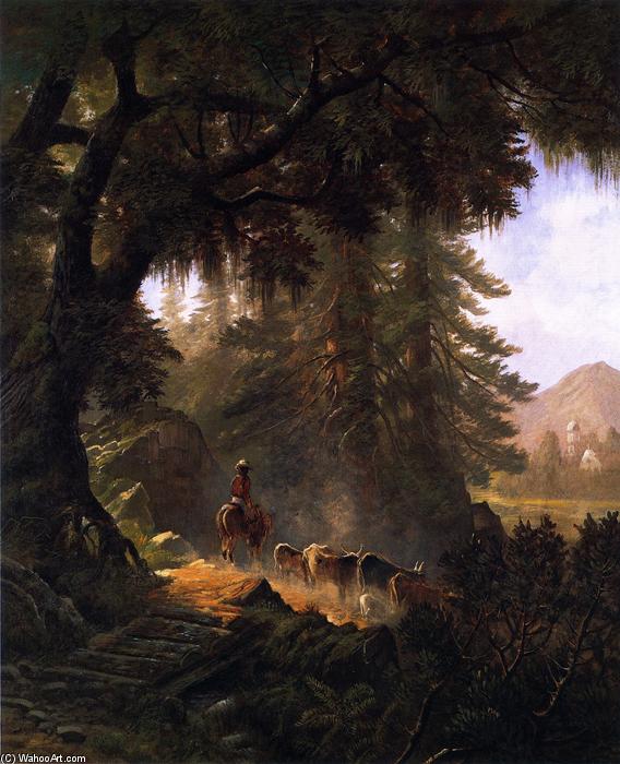 Wikioo.org - The Encyclopedia of Fine Arts - Painting, Artwork by Edwin Deakin - Cattle Drive near the Mission