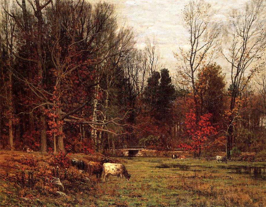 Wikioo.org – L'Enciclopedia delle Belle Arti - Pittura, Opere di John Joseph Enneking - Bestiame al pascolo (noto anche come novembre)