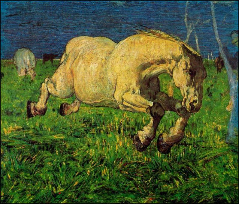 Wikioo.org - The Encyclopedia of Fine Arts - Painting, Artwork by Giovanni Segantini - Cavallo al galoppo (also known as Running Horse)