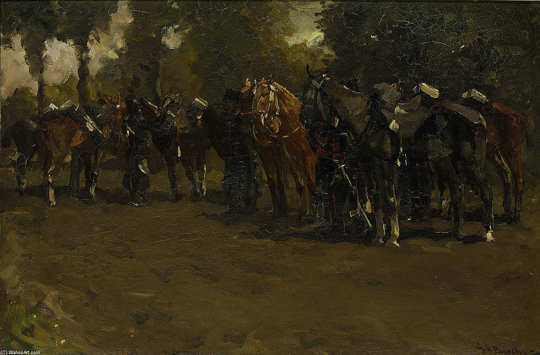 Wikioo.org - The Encyclopedia of Fine Arts - Painting, Artwork by George Hendrik Breitner - Cavalry at Rest