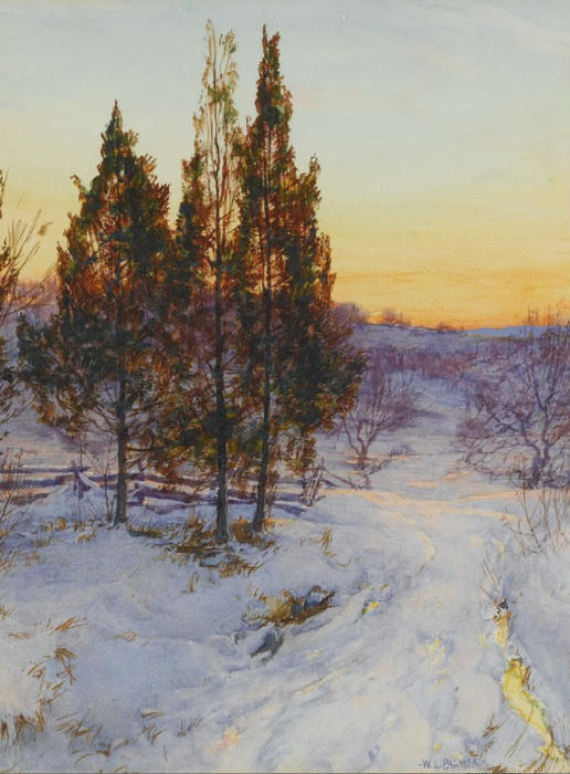 WikiOO.org - Encyclopedia of Fine Arts - Maleri, Artwork Walter Launt Palmer - Cedars at Twilight