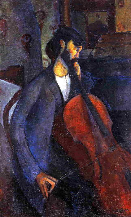 Wikioo.org - The Encyclopedia of Fine Arts - Painting, Artwork by Amedeo Modigliani - The Cellist