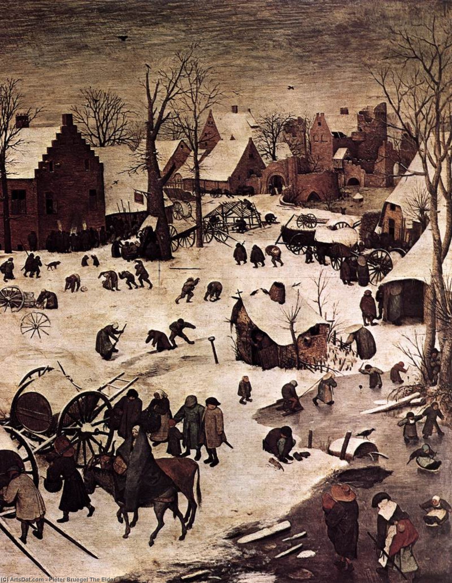 WikiOO.org - دایره المعارف هنرهای زیبا - نقاشی، آثار هنری Pieter Bruegel The Elder - The Census at Bethlehem (detail)