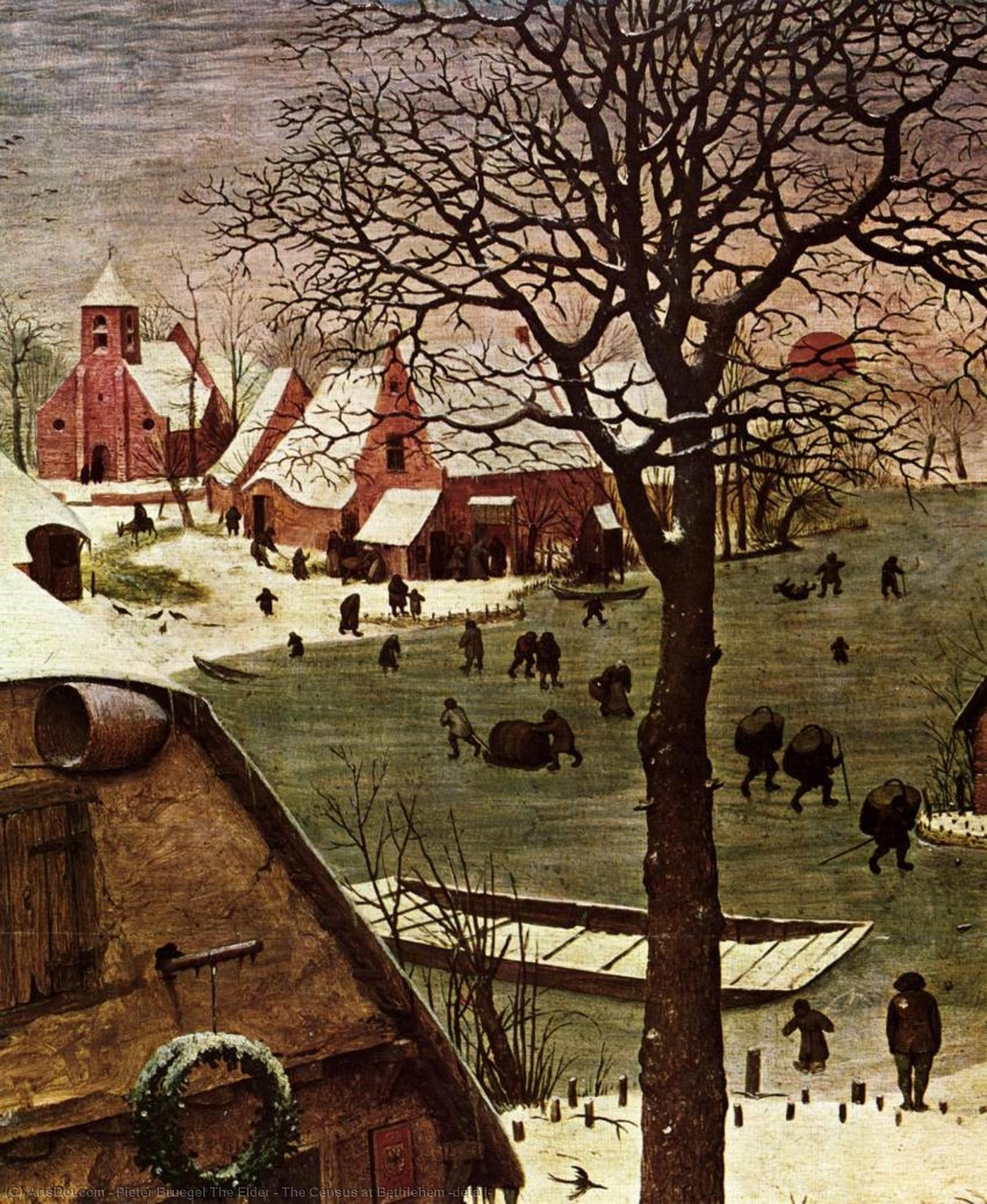 Wikioo.org – La Enciclopedia de las Bellas Artes - Pintura, Obras de arte de Pieter Bruegel The Elder - El censo en Belén Detalle