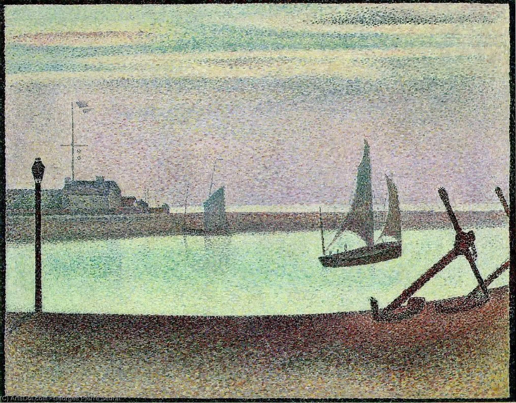 WikiOO.org - Güzel Sanatlar Ansiklopedisi - Resim, Resimler Georges Pierre Seurat - The Channel at Gravelines, Evening