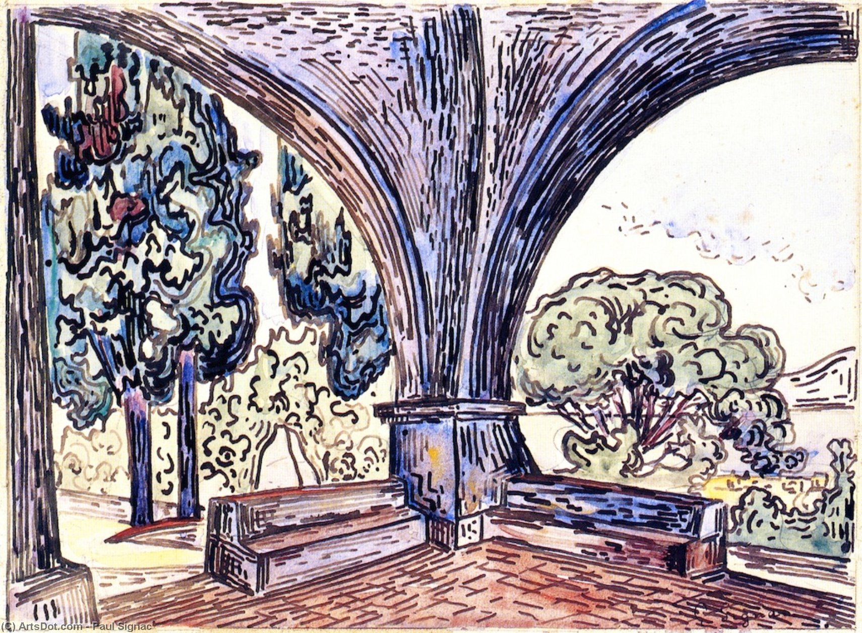 Wikioo.org - สารานุกรมวิจิตรศิลป์ - จิตรกรรม Paul Signac - The Chapel of Sainte-Anne at Saint-Tropez