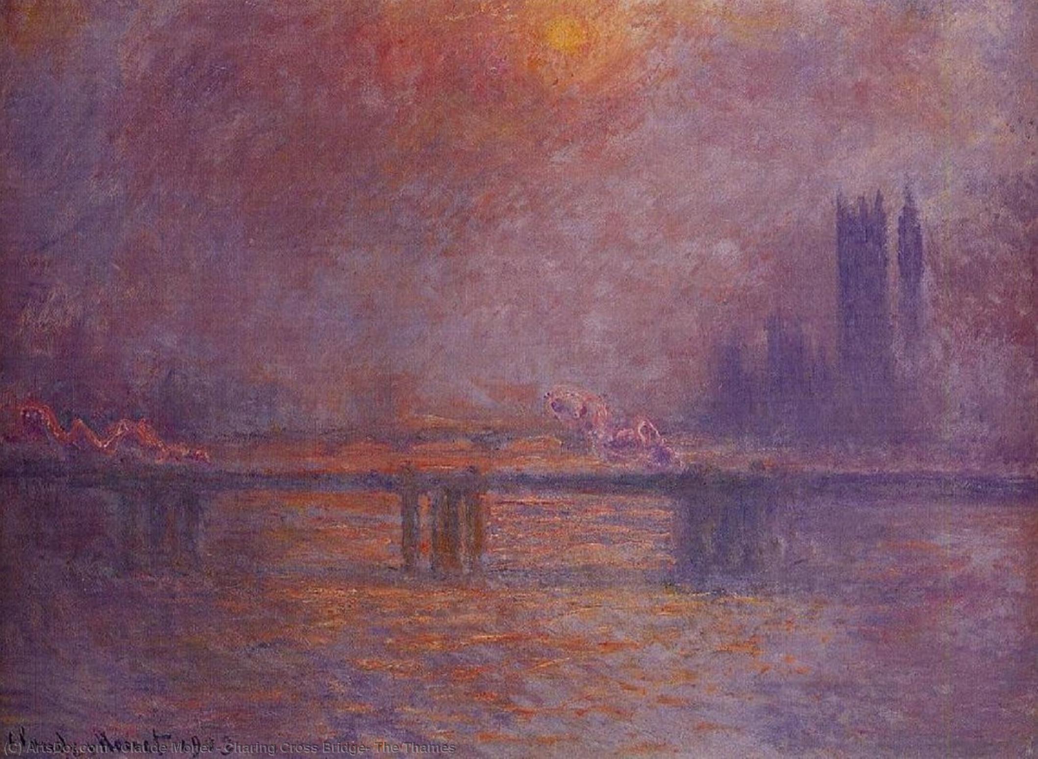 Wikioo.org - The Encyclopedia of Fine Arts - Painting, Artwork by Claude Monet - Charing Cross Bridge, The Thames