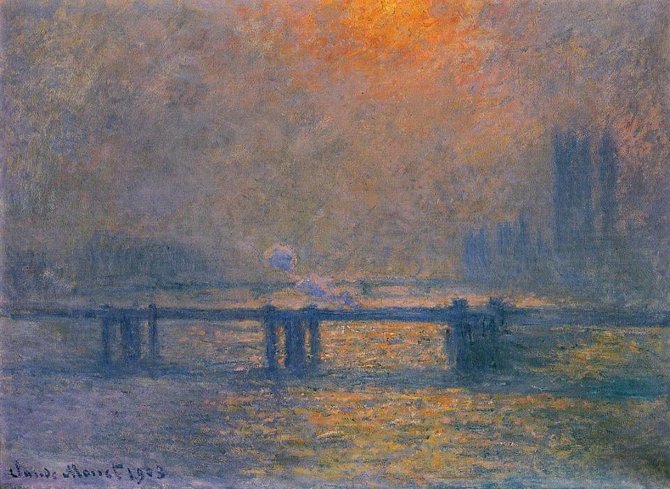WikiOO.org - Enciclopédia das Belas Artes - Pintura, Arte por Claude Monet - Charing Cross Bridge, The Thames