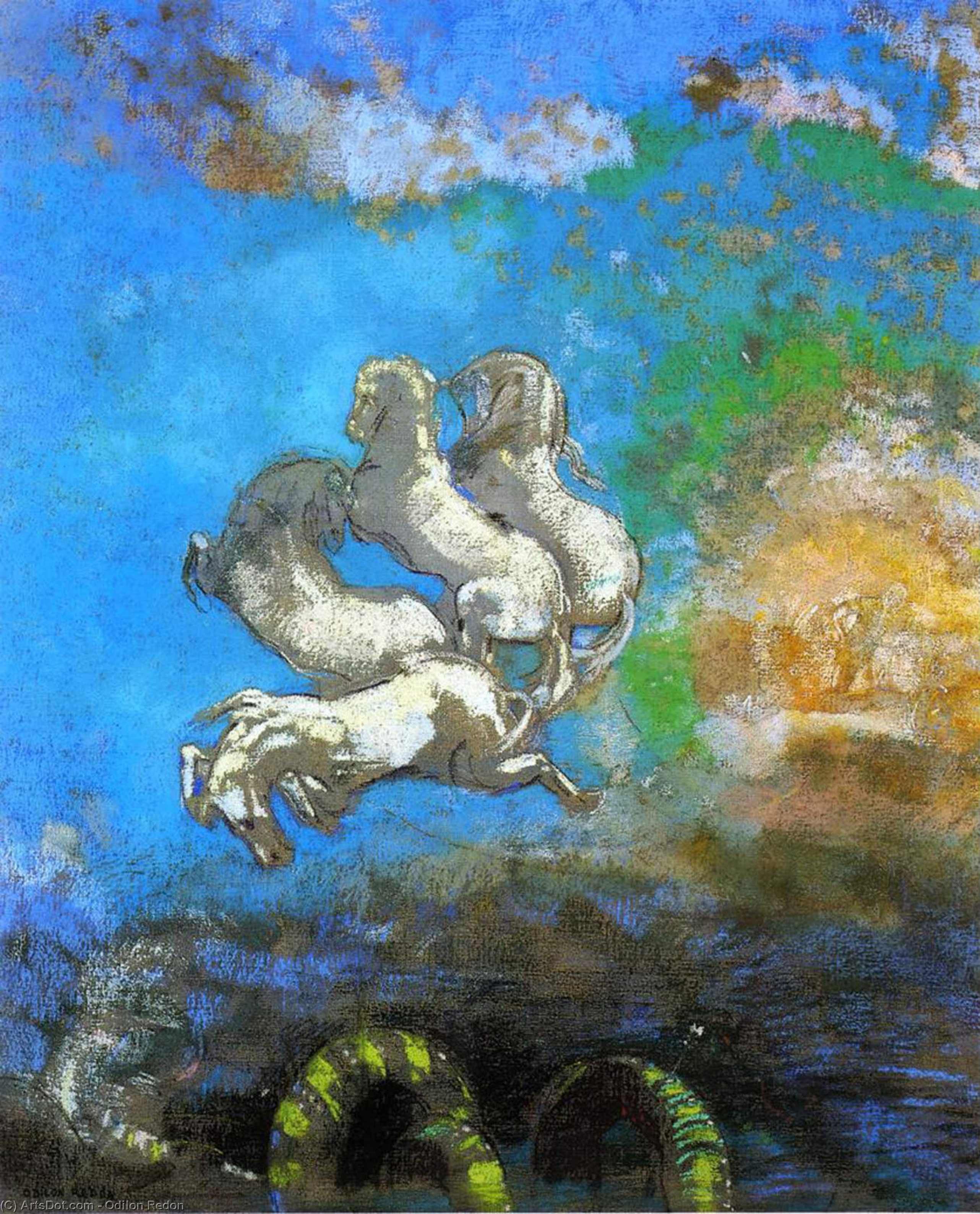 WikiOO.org - Encyclopedia of Fine Arts - Lukisan, Artwork Odilon Redon - The Chariot of Apollo
