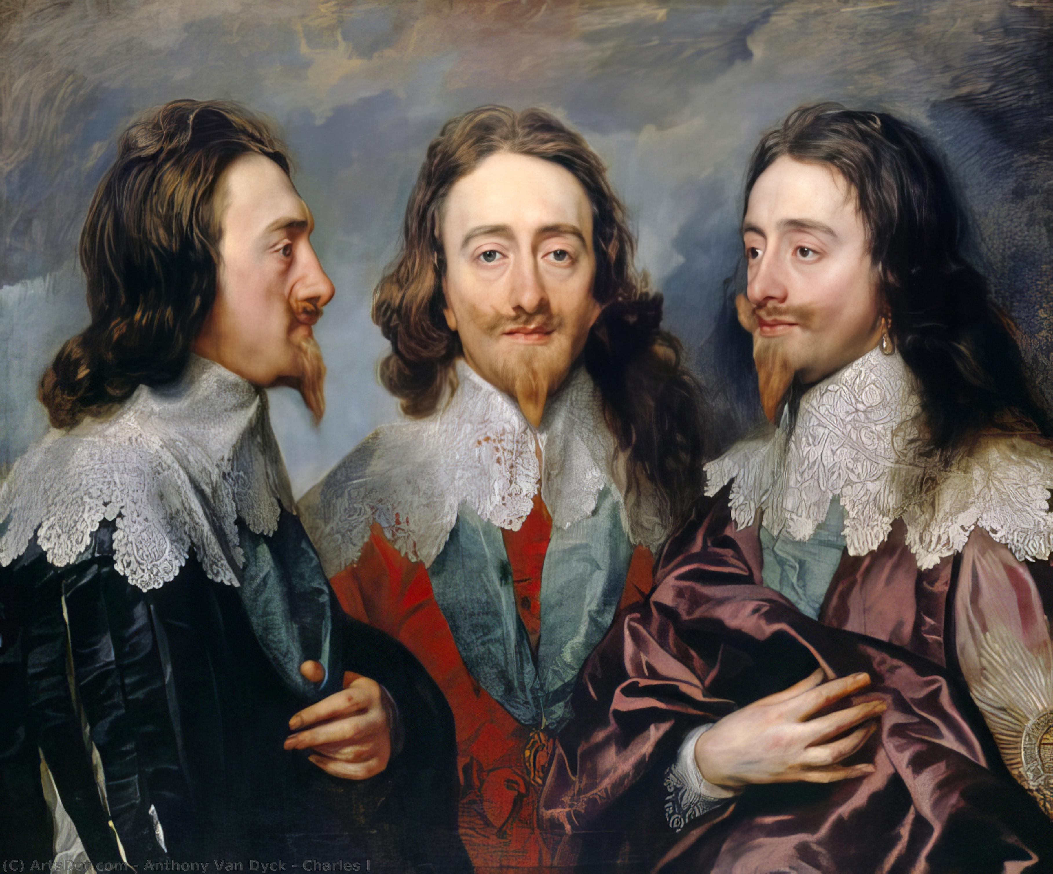 Wikioo.org - The Encyclopedia of Fine Arts - Painting, Artwork by Anthony Van Dyck - Charles I in Three Positions