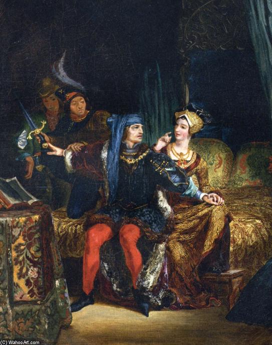 Wikioo.org - The Encyclopedia of Fine Arts - Painting, Artwork by Eugène Delacroix - Charles VI and Odette de Champdivers