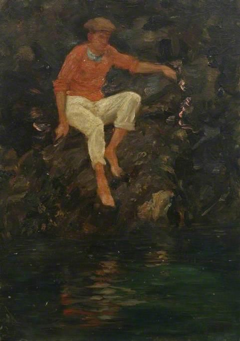 Wikioo.org - The Encyclopedia of Fine Arts - Painting, Artwork by Henry Scott Tuke - Charlie Mitchell on the Rocks