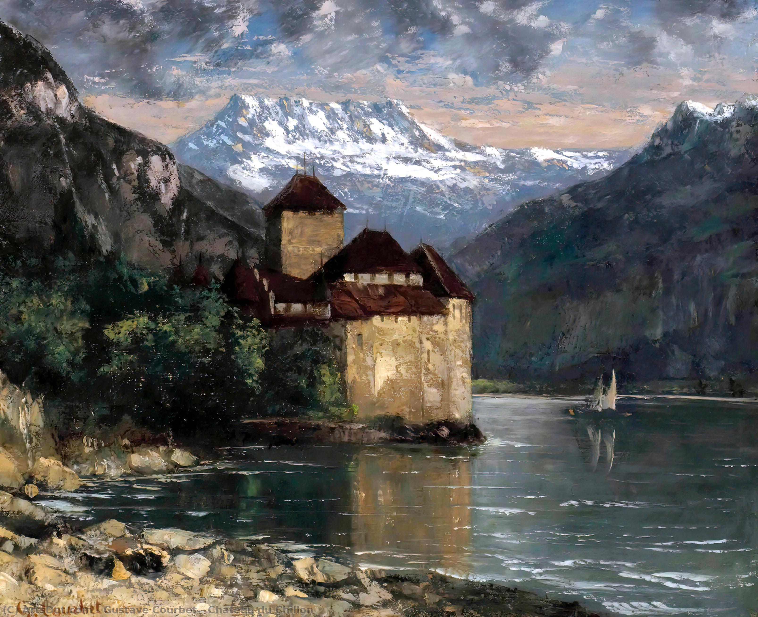 Wikoo.org - موسوعة الفنون الجميلة - اللوحة، العمل الفني Gustave Courbet - Chillon Castle