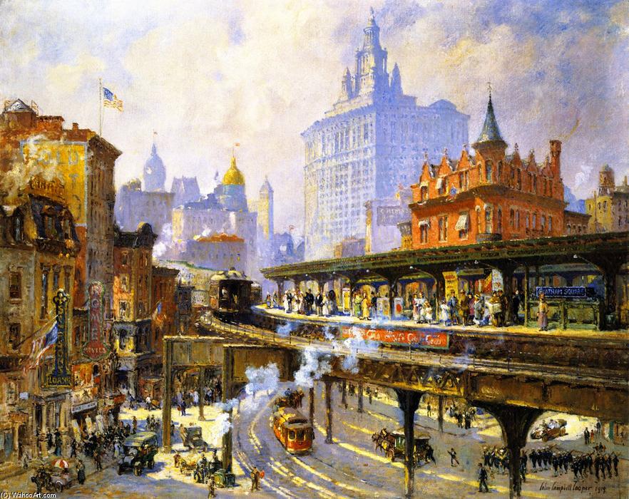 Wikioo.org - The Encyclopedia of Fine Arts - Painting, Artwork by Colin Campbell Cooper - Chatham Square Station, New York