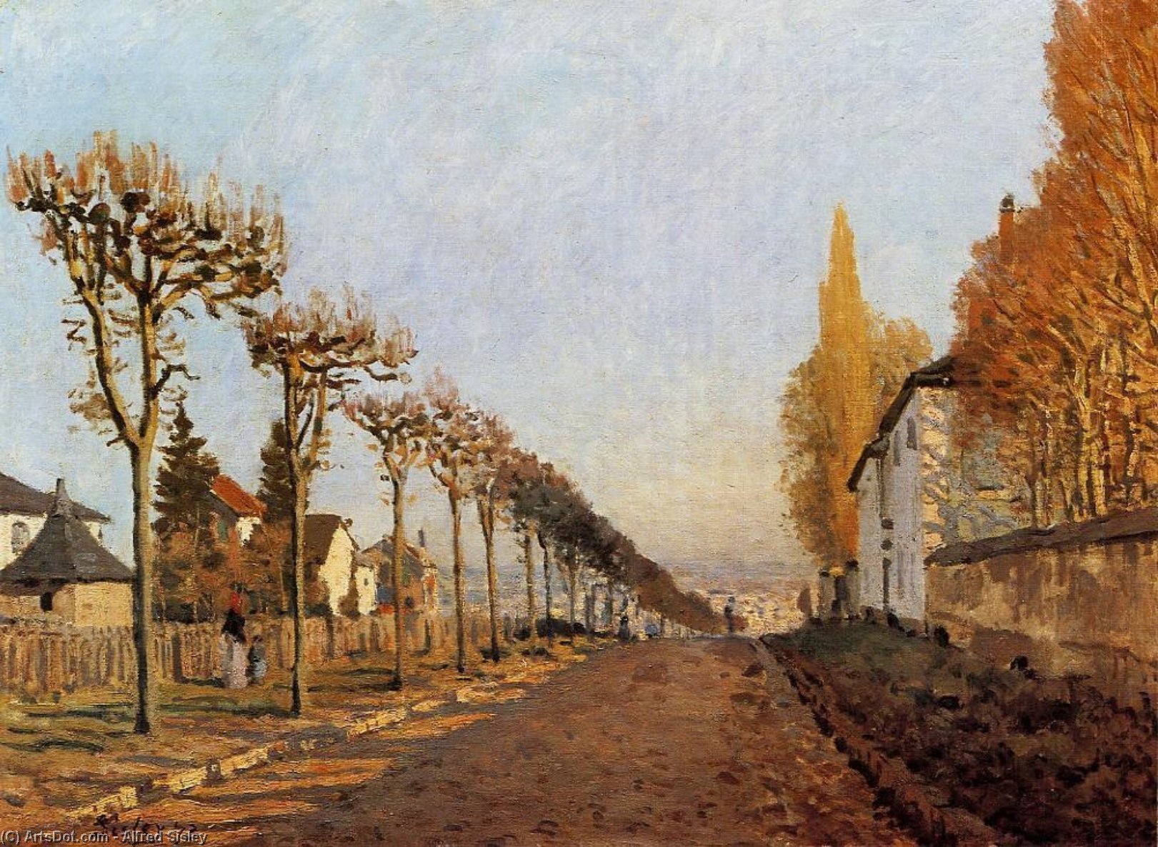 Wikioo.org – L'Encyclopédie des Beaux Arts - Peinture, Oeuvre de Alfred Sisley - Chemin de la Machine , Louveciennes ( également connu comme la rue de la machine , Louveciennes )