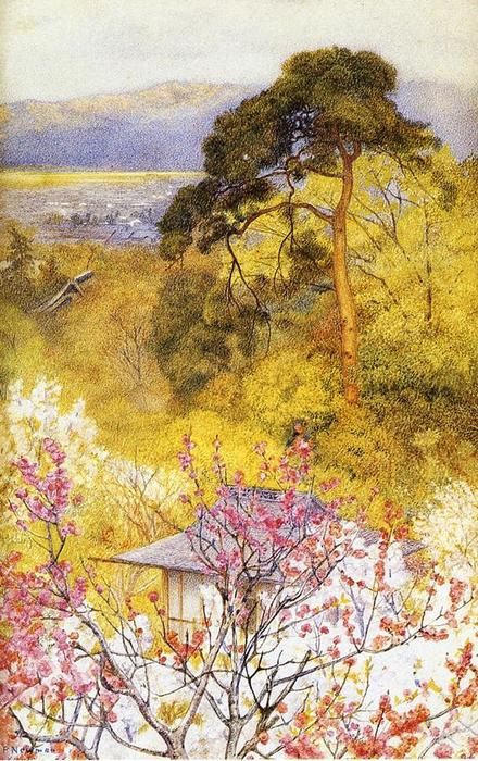 WikiOO.org - Encyclopedia of Fine Arts - Maľba, Artwork Henry Roderick Newman - Cherry Blossom, Kyoto