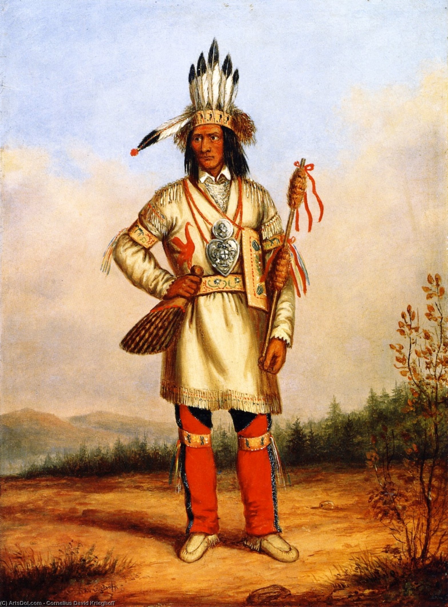 Wikioo.org - The Encyclopedia of Fine Arts - Painting, Artwork by Cornelius David Krieghoff - Chief Tanaghte, Delegate to Lord Elgin at Montreal