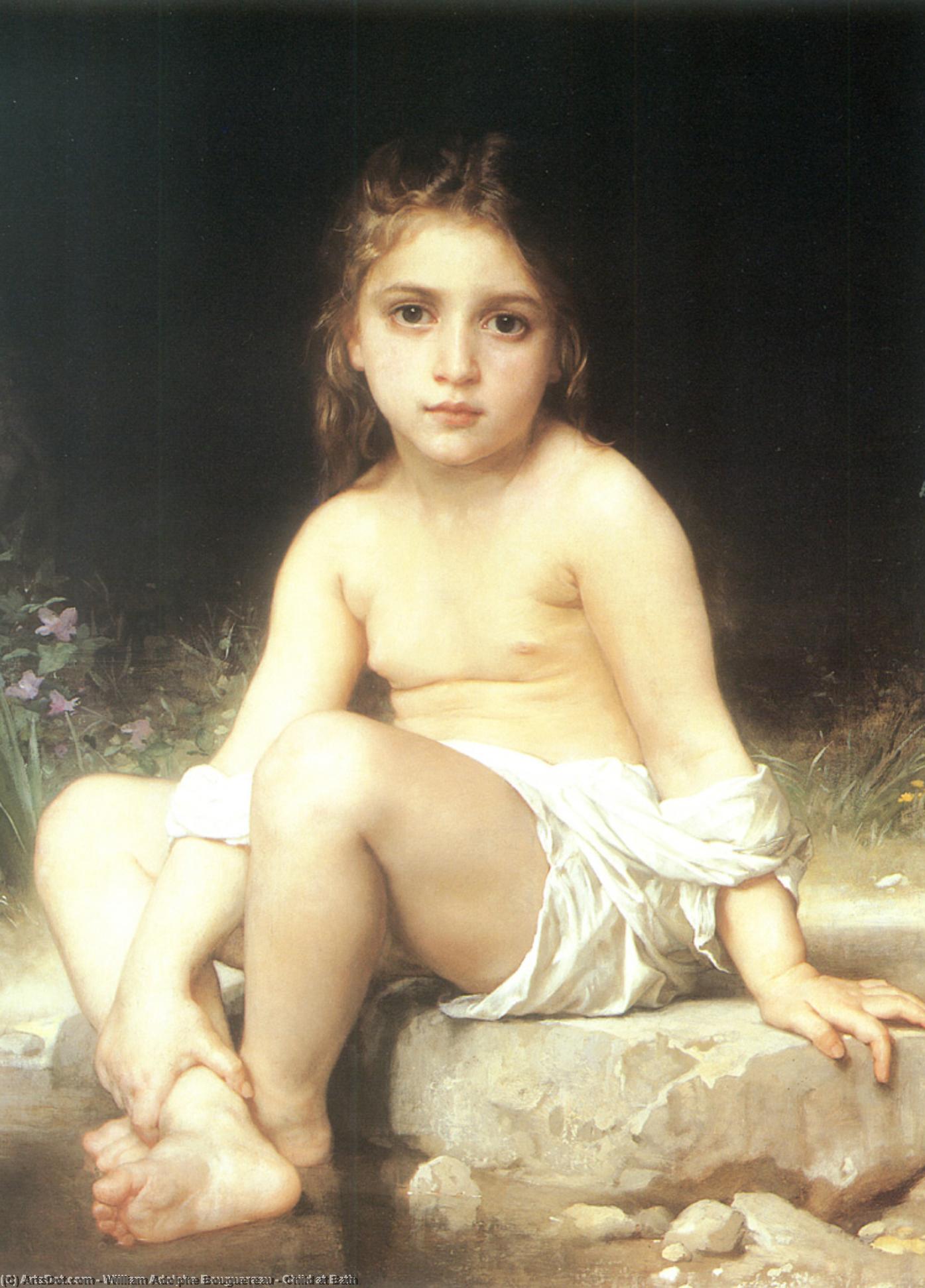 Wikioo.org - The Encyclopedia of Fine Arts - Painting, Artwork by William Adolphe Bouguereau - Child at Bath
