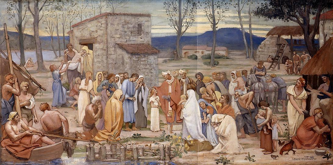 Wikioo.org - The Encyclopedia of Fine Arts - Painting, Artwork by Pierre Puvis De Chavannes - The Childhood of Saint Genevieve