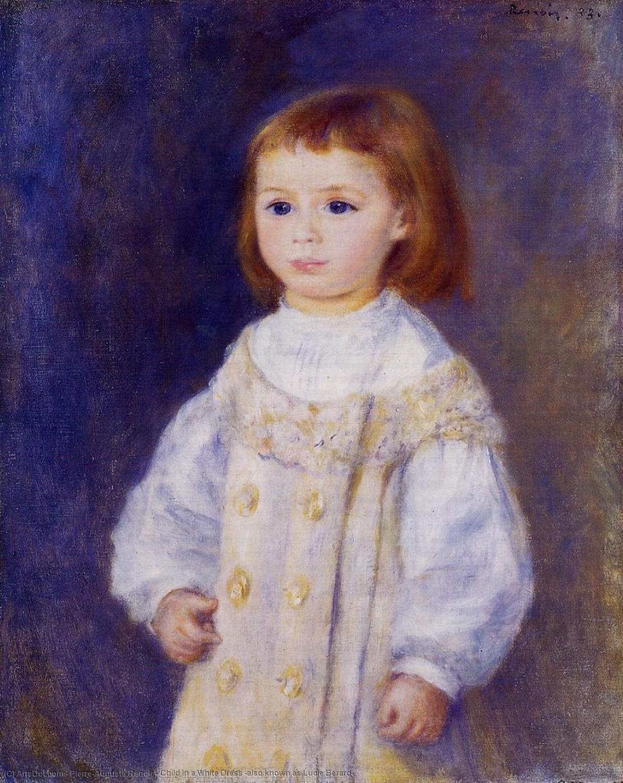 WikiOO.org - 百科事典 - 絵画、アートワーク Pierre-Auguste Renoir - 内の子 白色 ドレス ( また として知られている ルーシー ベラール )