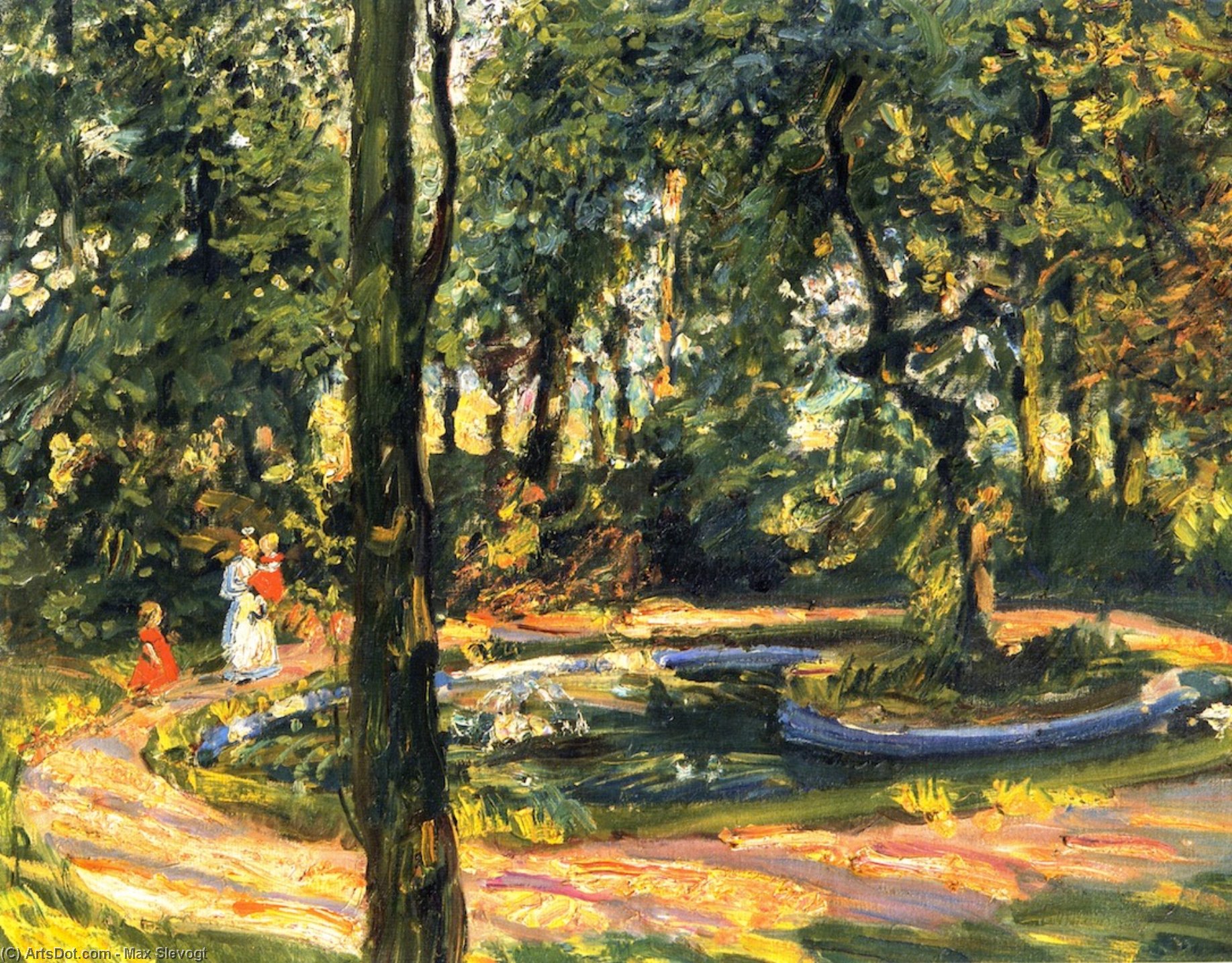 Wikioo.org - The Encyclopedia of Fine Arts - Painting, Artwork by Max Slevogt - Children by the Pond - The Garden in Godramstein