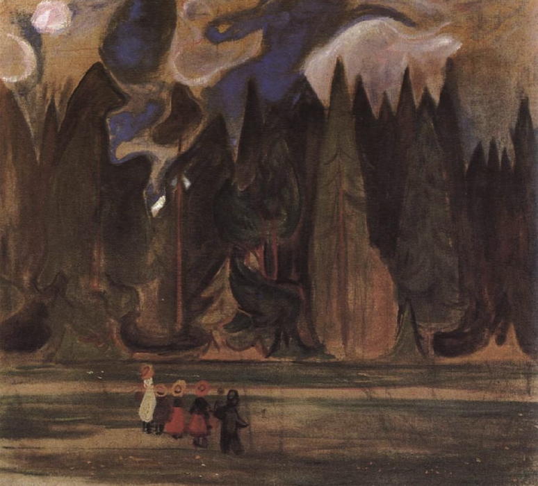 Wikioo.org - The Encyclopedia of Fine Arts - Painting, Artwork by Edvard Munch - Children in the Forest