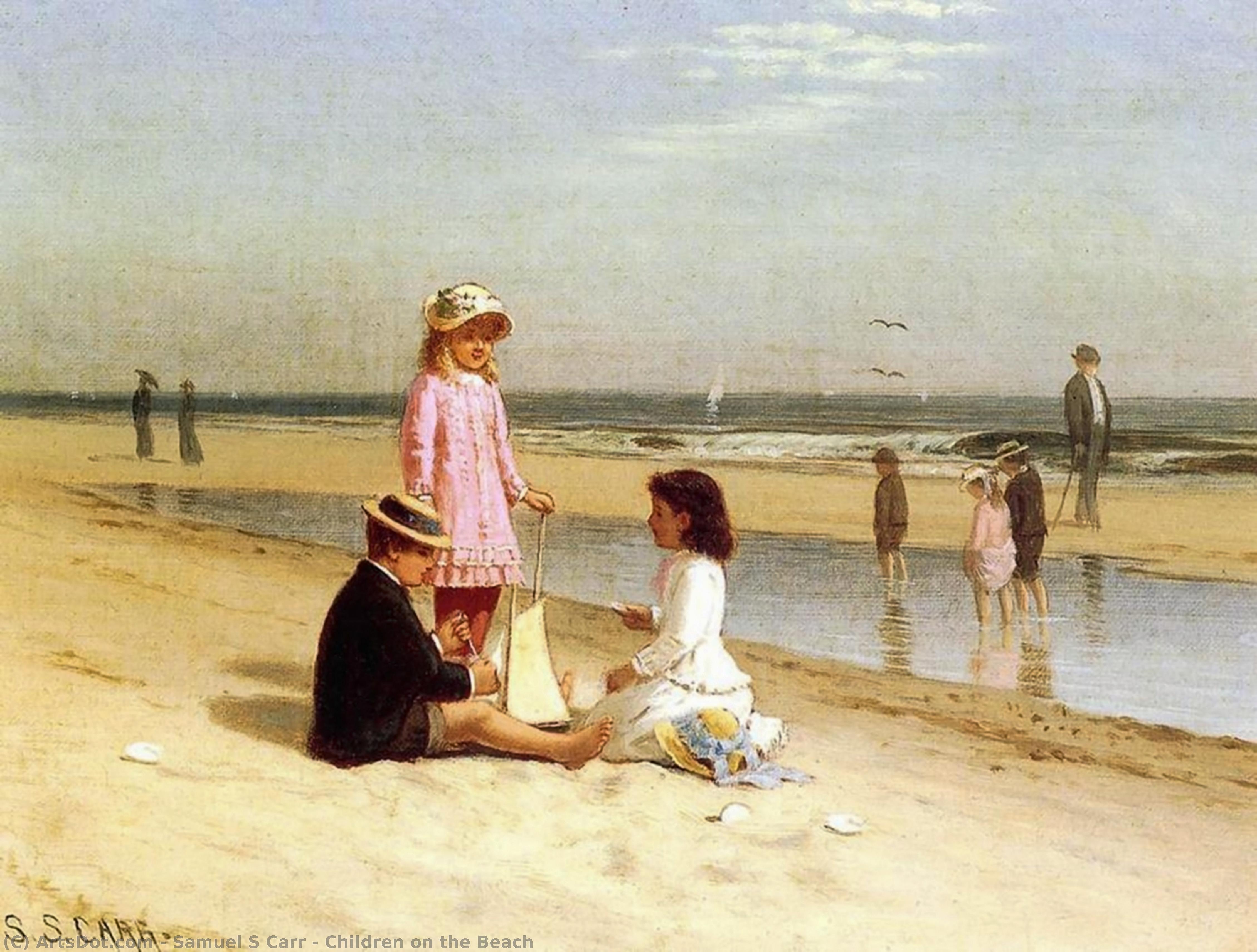 Wikioo.org - สารานุกรมวิจิตรศิลป์ - จิตรกรรม Samuel S Carr - Children on the Beach