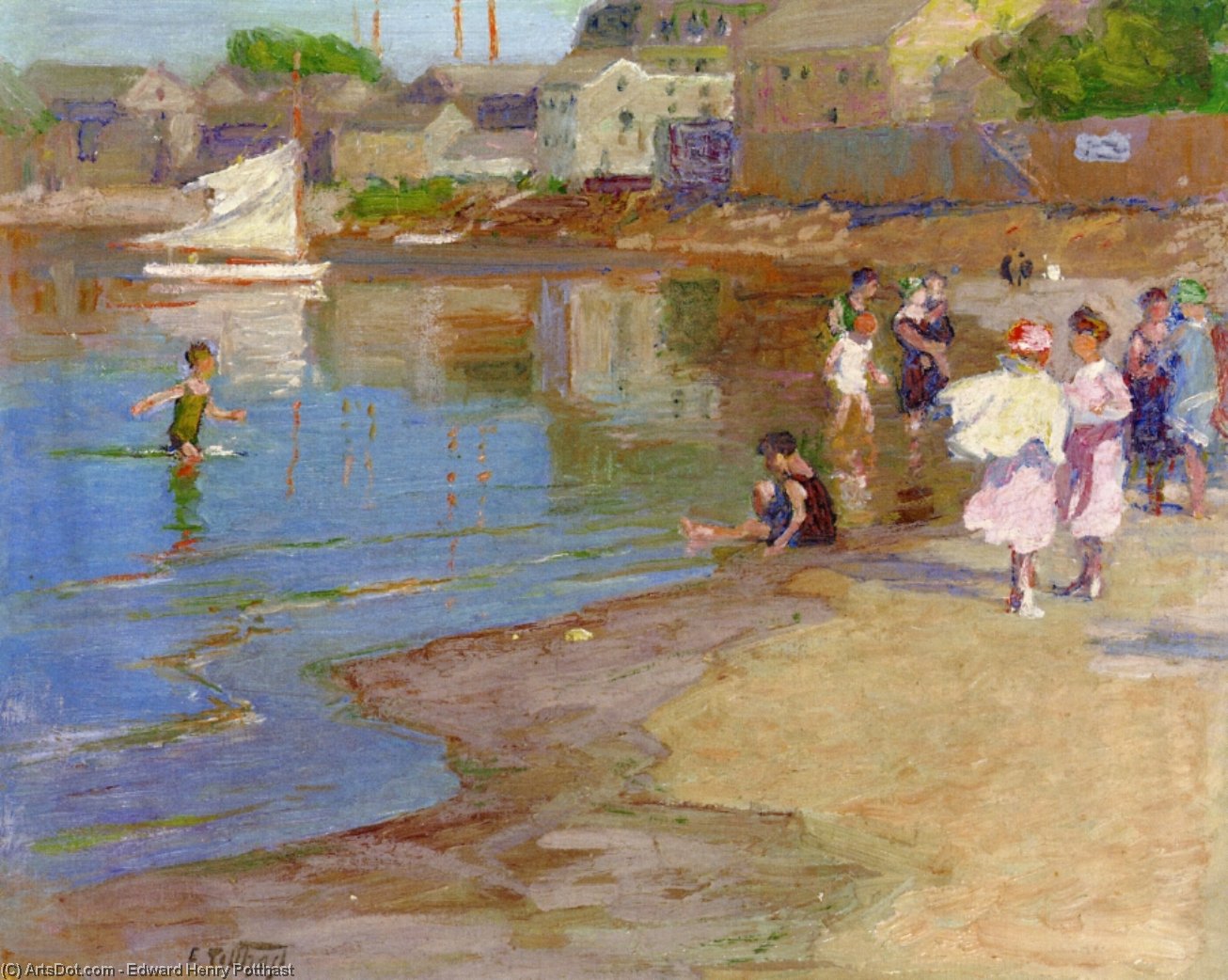 Wikioo.org - The Encyclopedia of Fine Arts - Painting, Artwork by Edward Henry Potthast - Children Playing at the Beach