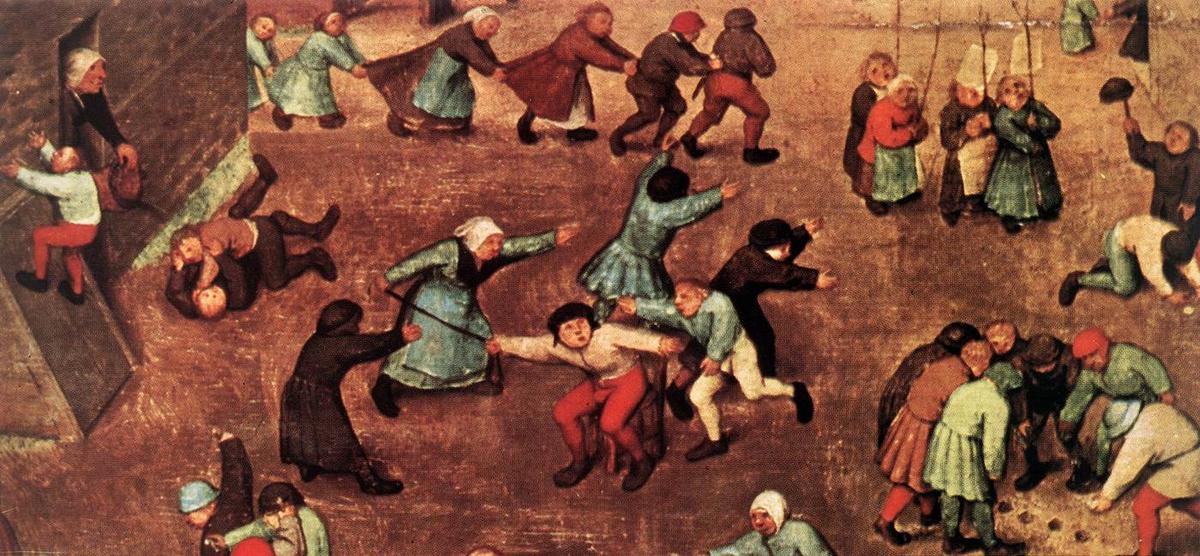 Wikioo.org – La Enciclopedia de las Bellas Artes - Pintura, Obras de arte de Pieter Bruegel The Elder - infantiles juegos Detalle