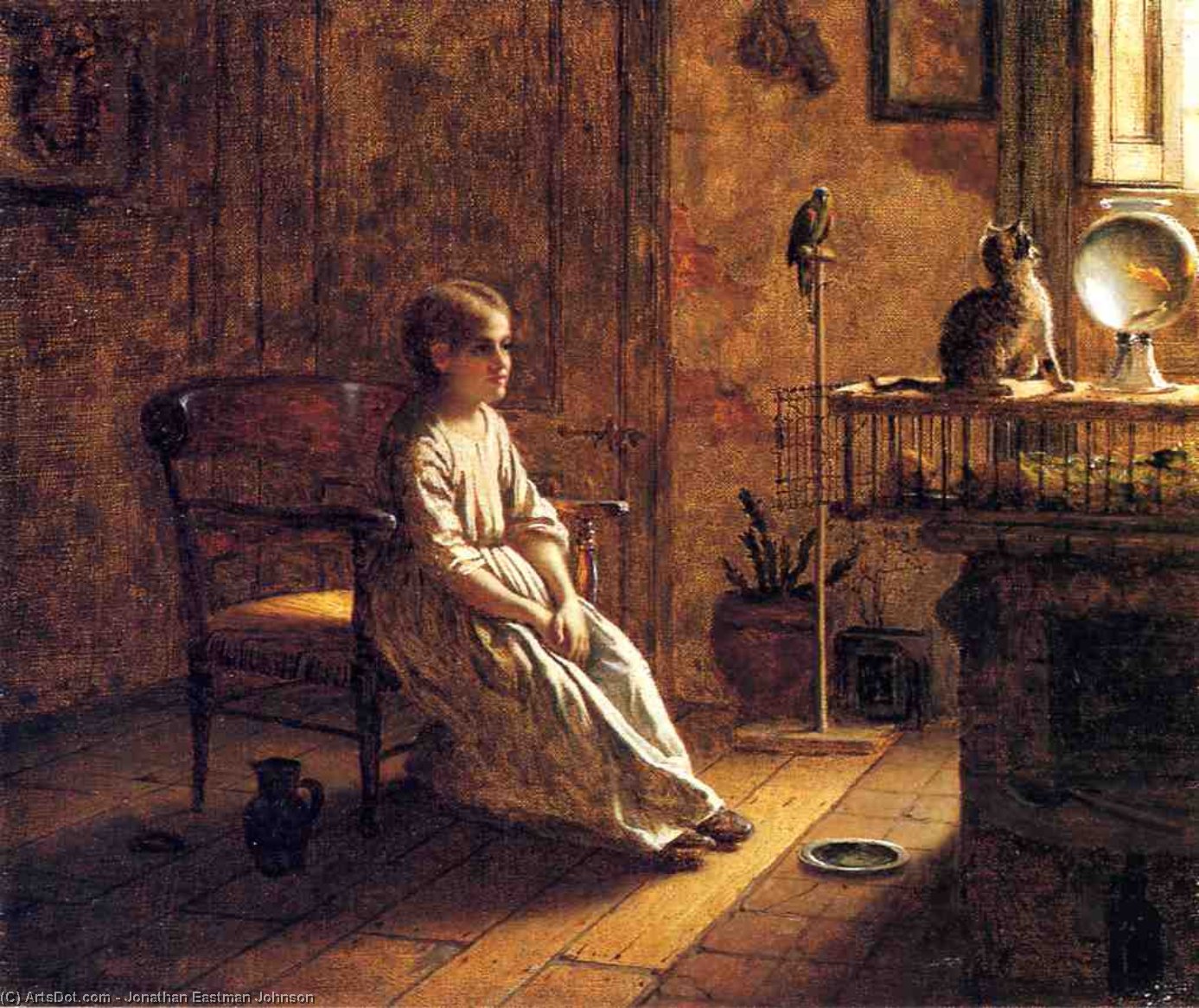 Wikioo.org - The Encyclopedia of Fine Arts - Painting, Artwork by Jonathan Eastman Johnson - A Child's Menagerie