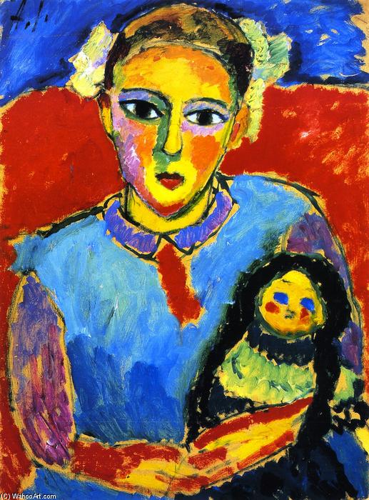 Wikioo.org - The Encyclopedia of Fine Arts - Painting, Artwork by Alexej Georgewitsch Von Jawlensky - Child with Doll